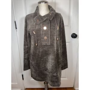 Soft Surroundings Taupe Brown Pullover Sweater with Button Placket